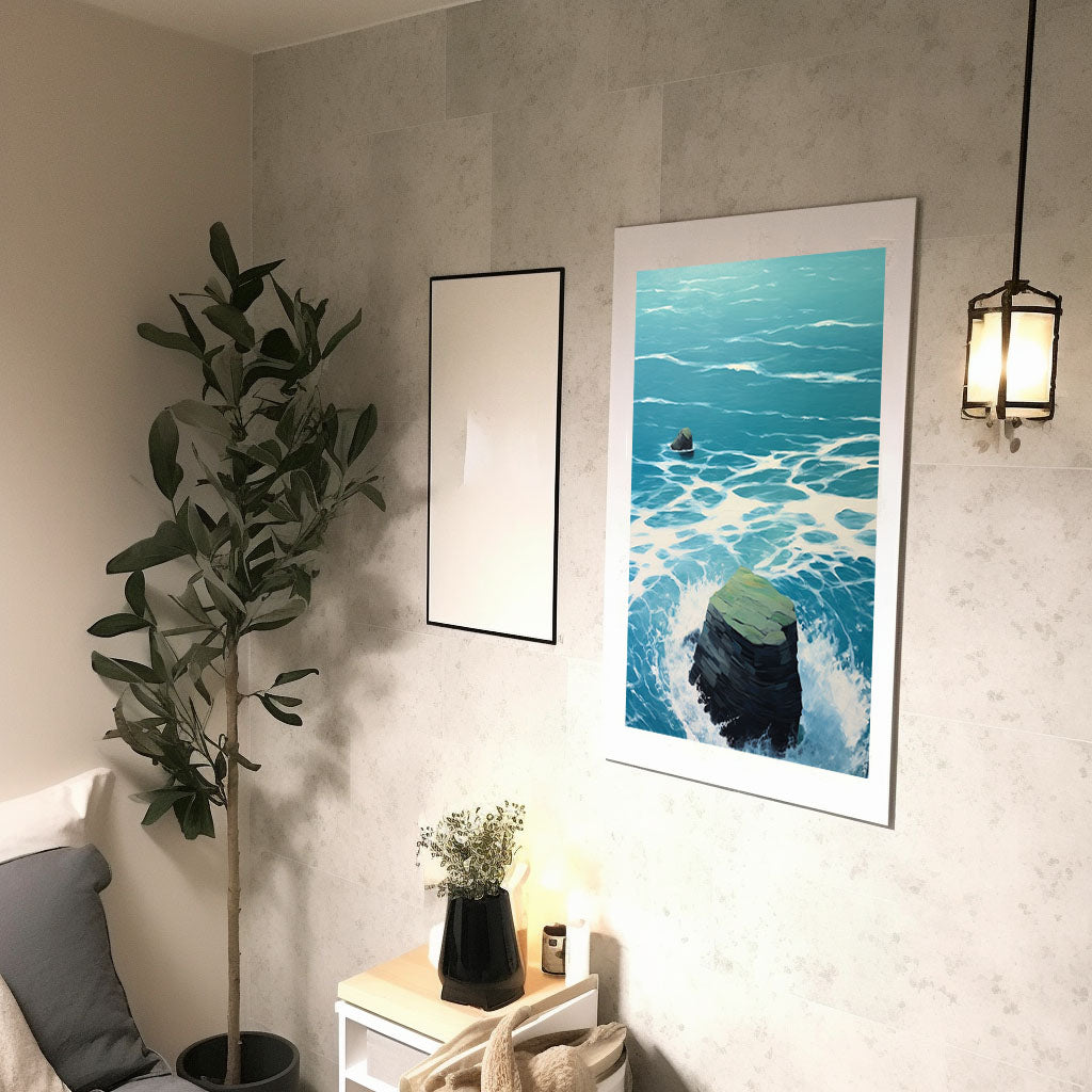 海のアートポスター廊下配置イメージ