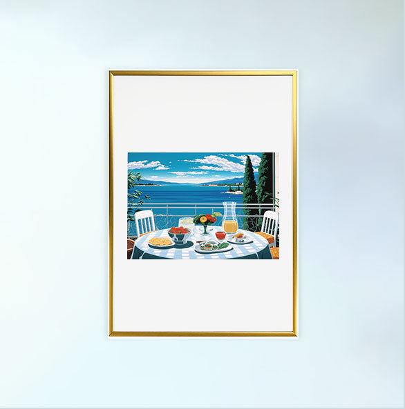 海のアートポスター金フレームあり