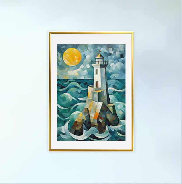 海のアートポスター金フレームあり