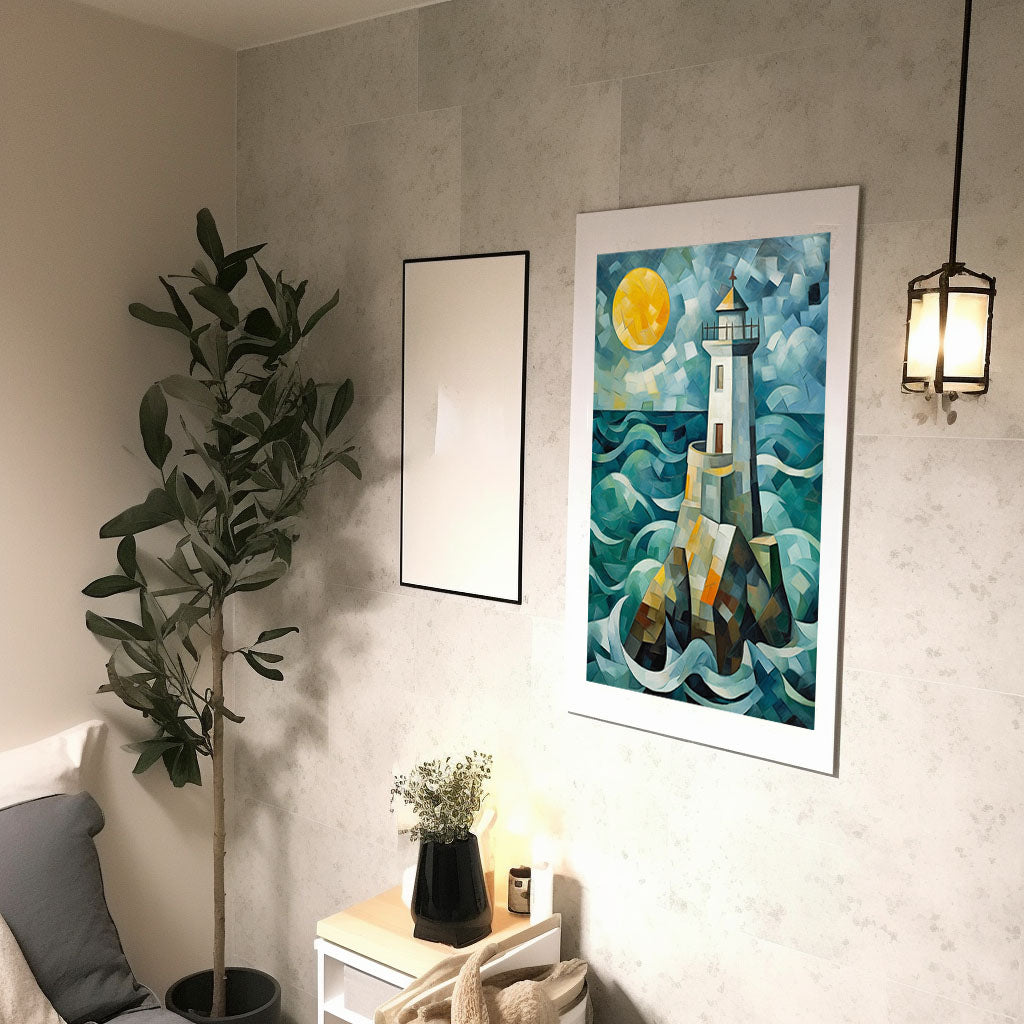 海のアートポスター廊下配置イメージ