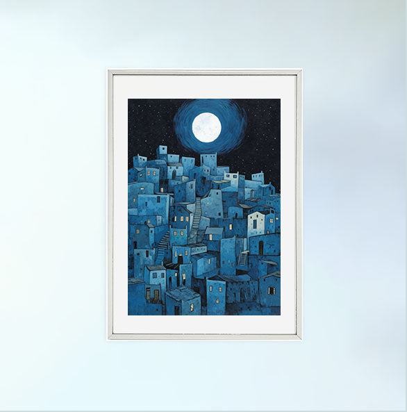 海のアートポスター銀フレームあり