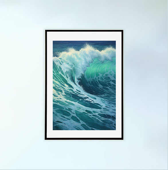 海のアートポスター黒フレームあり