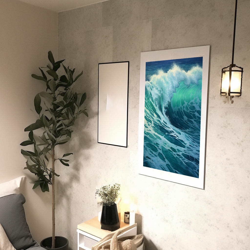 海のアートポスター廊下配置イメージ