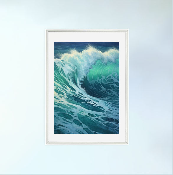 海のアートポスター銀フレームあり