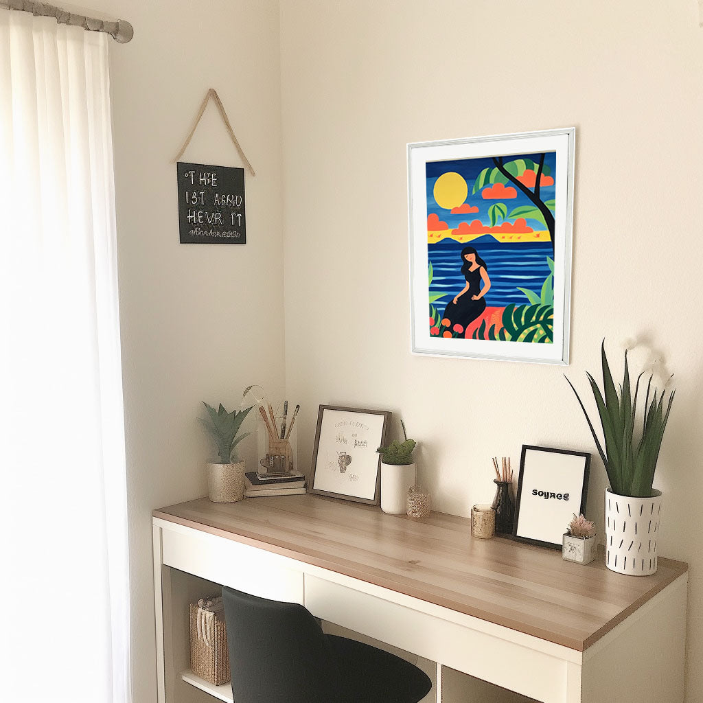 海のアートポスター机配置イメージ