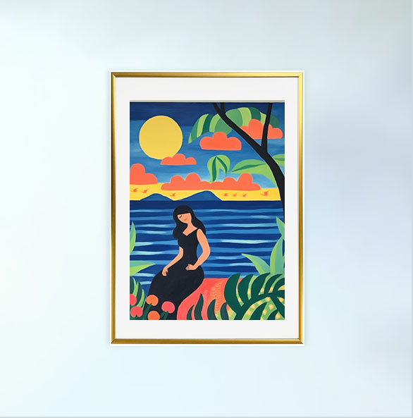 海のアートポスター金フレームあり