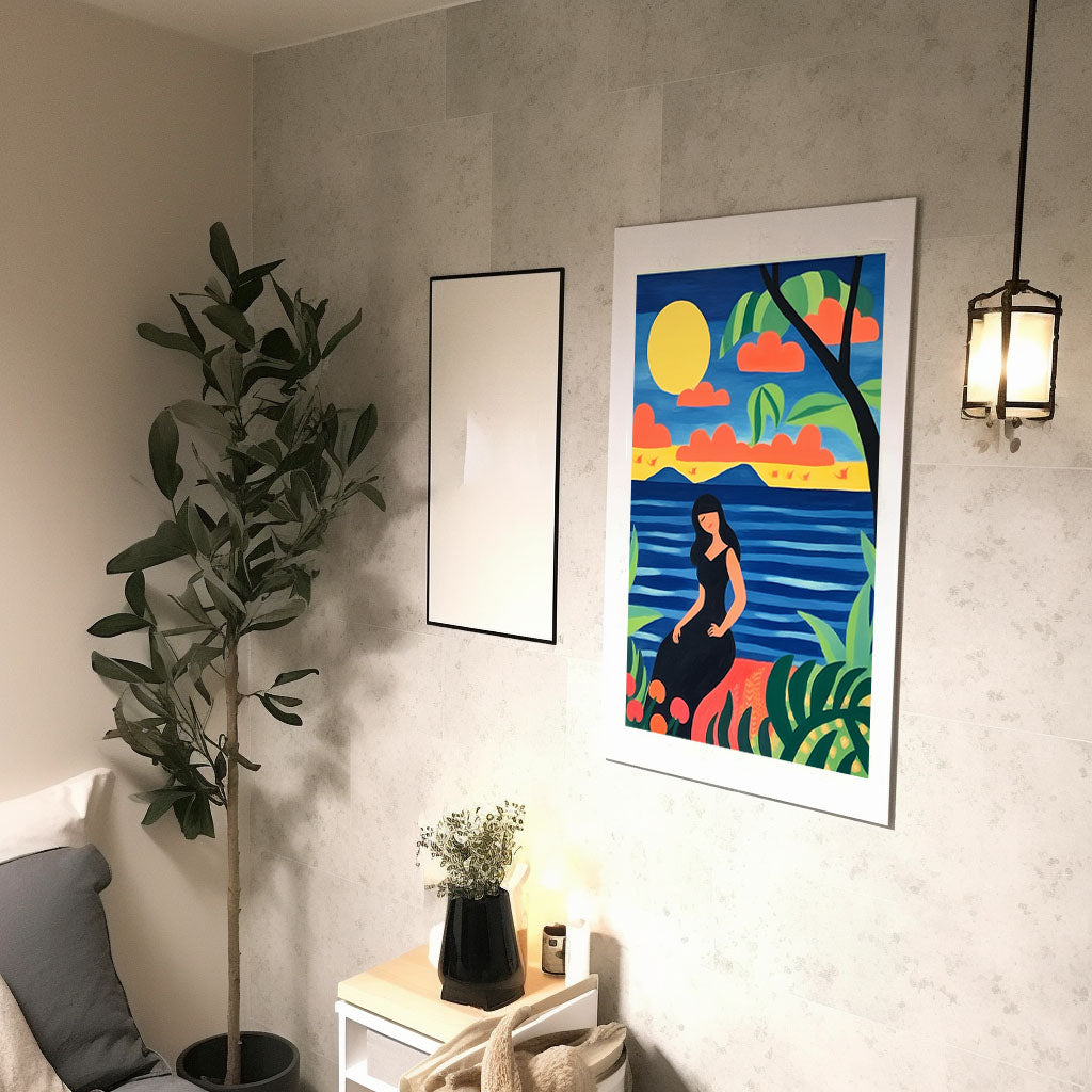 海のアートポスター廊下配置イメージ