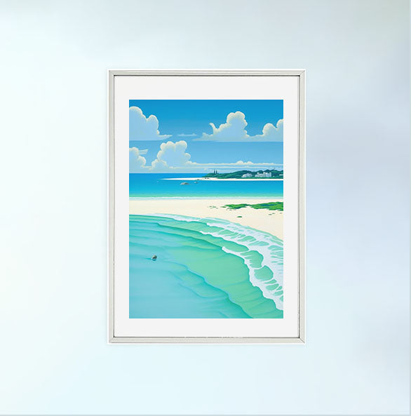 海のアートポスター銀フレームあり