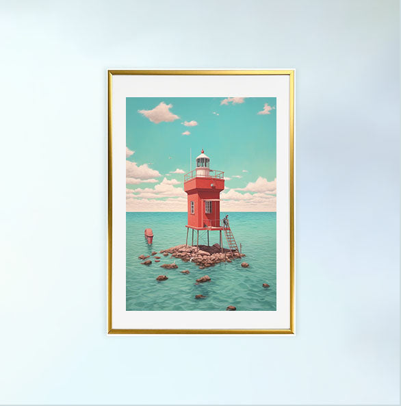 海のアートポスター金フレームあり