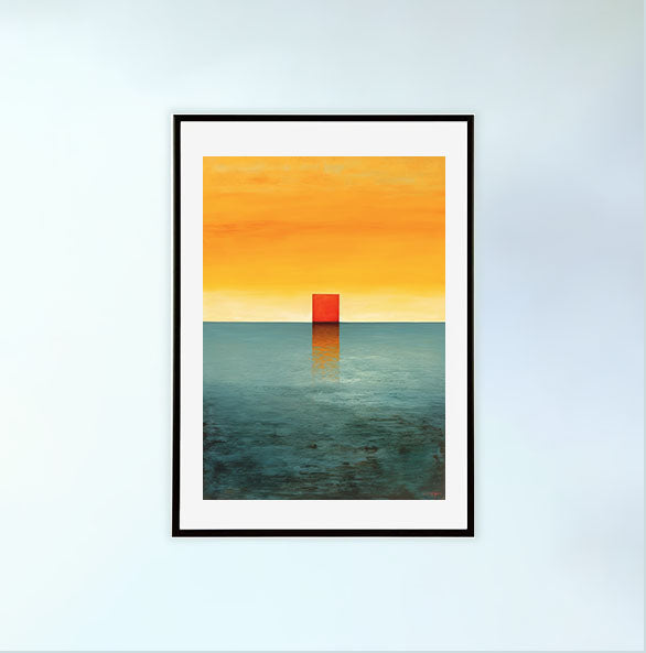 海のアートポスター黒フレームあり