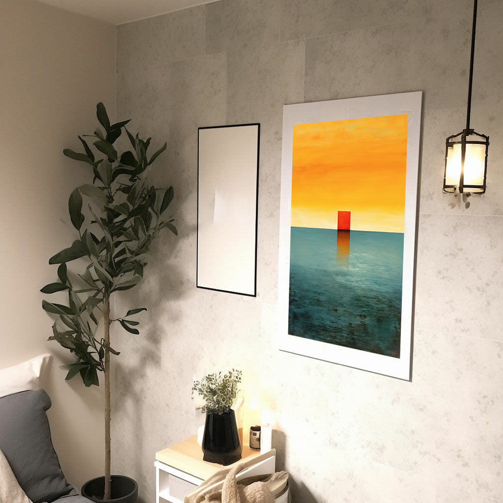 海のアートポスター廊下配置イメージ