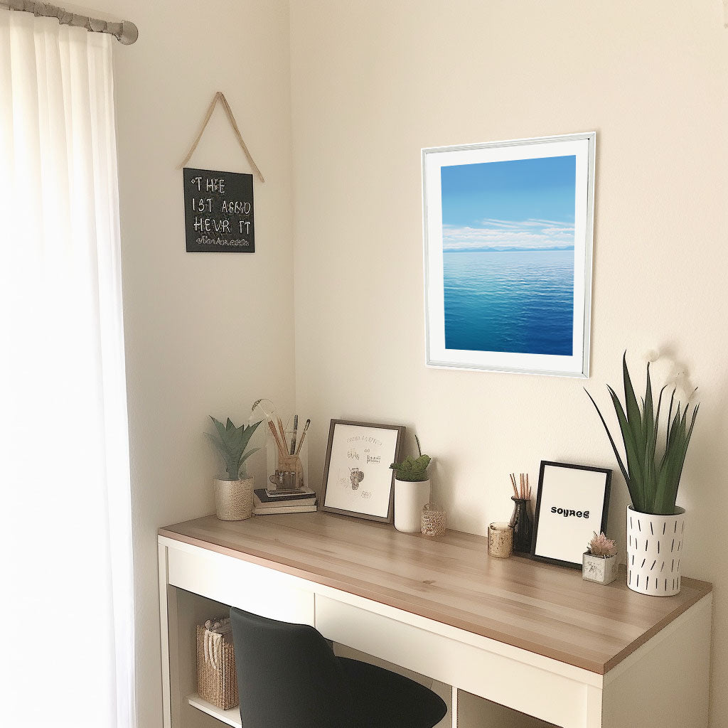 海のアートポスター机配置イメージ