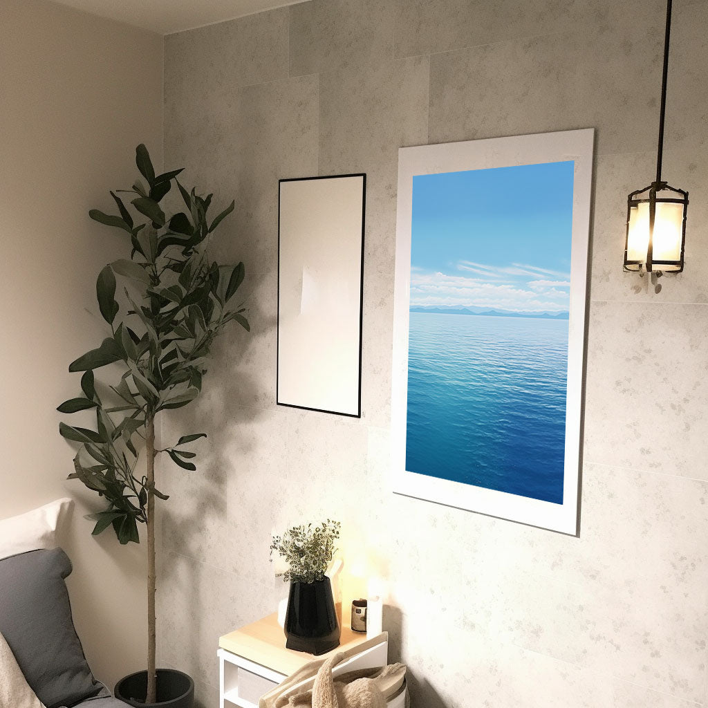 海のアートポスター廊下配置イメージ