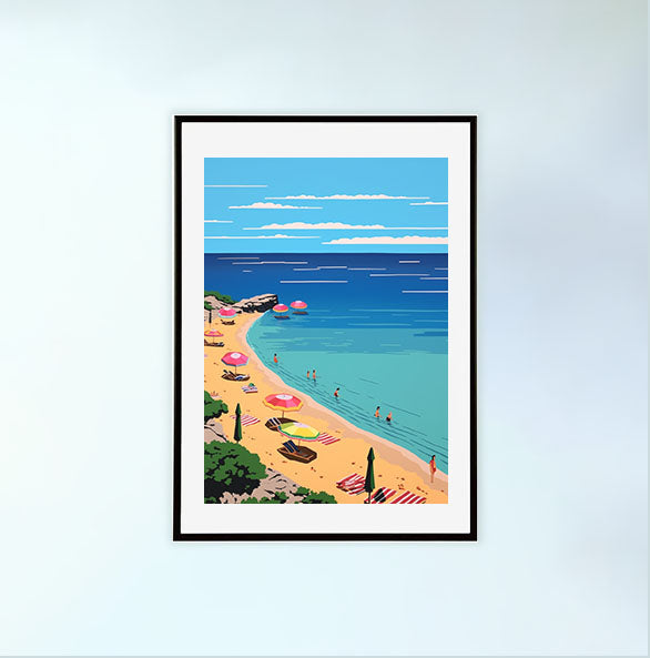 海のアートポスター黒フレームあり