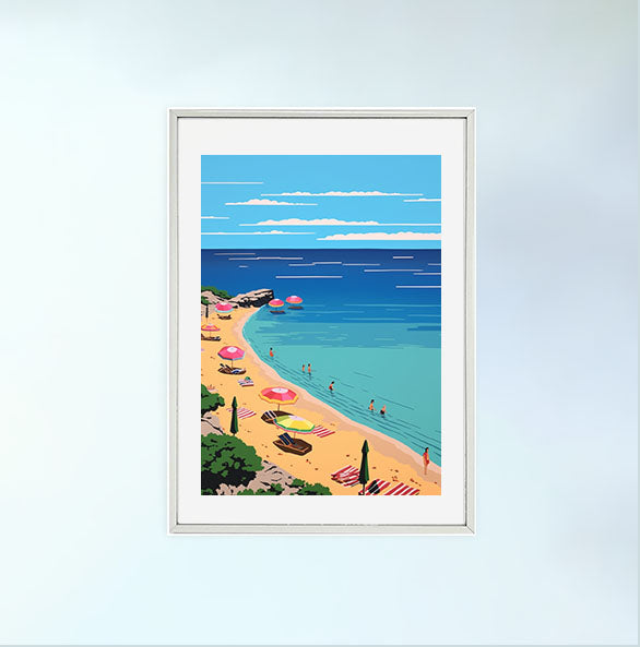 海のアートポスター銀フレームあり