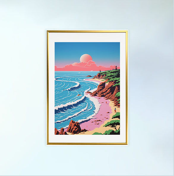 海のアートポスター金フレームあり