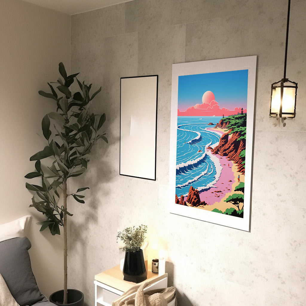 海のアートポスター廊下配置イメージ