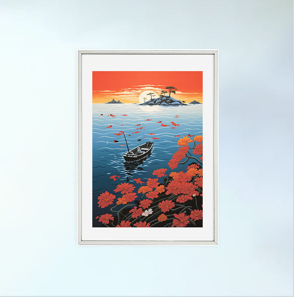 海のアートポスター銀フレームあり