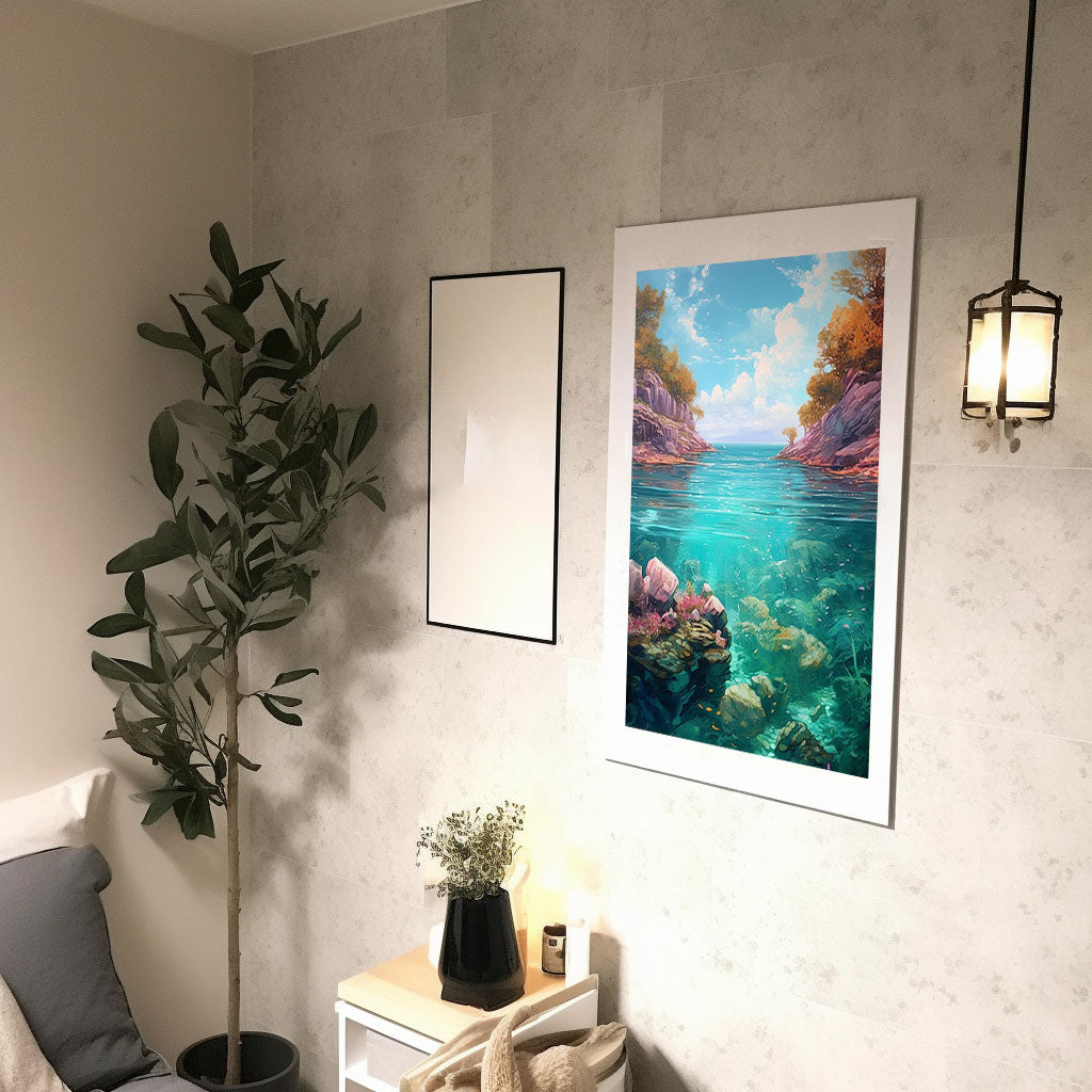 海のアートポスター廊下配置イメージ