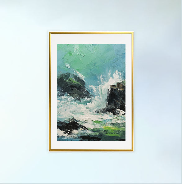海のアートポスター金フレームあり