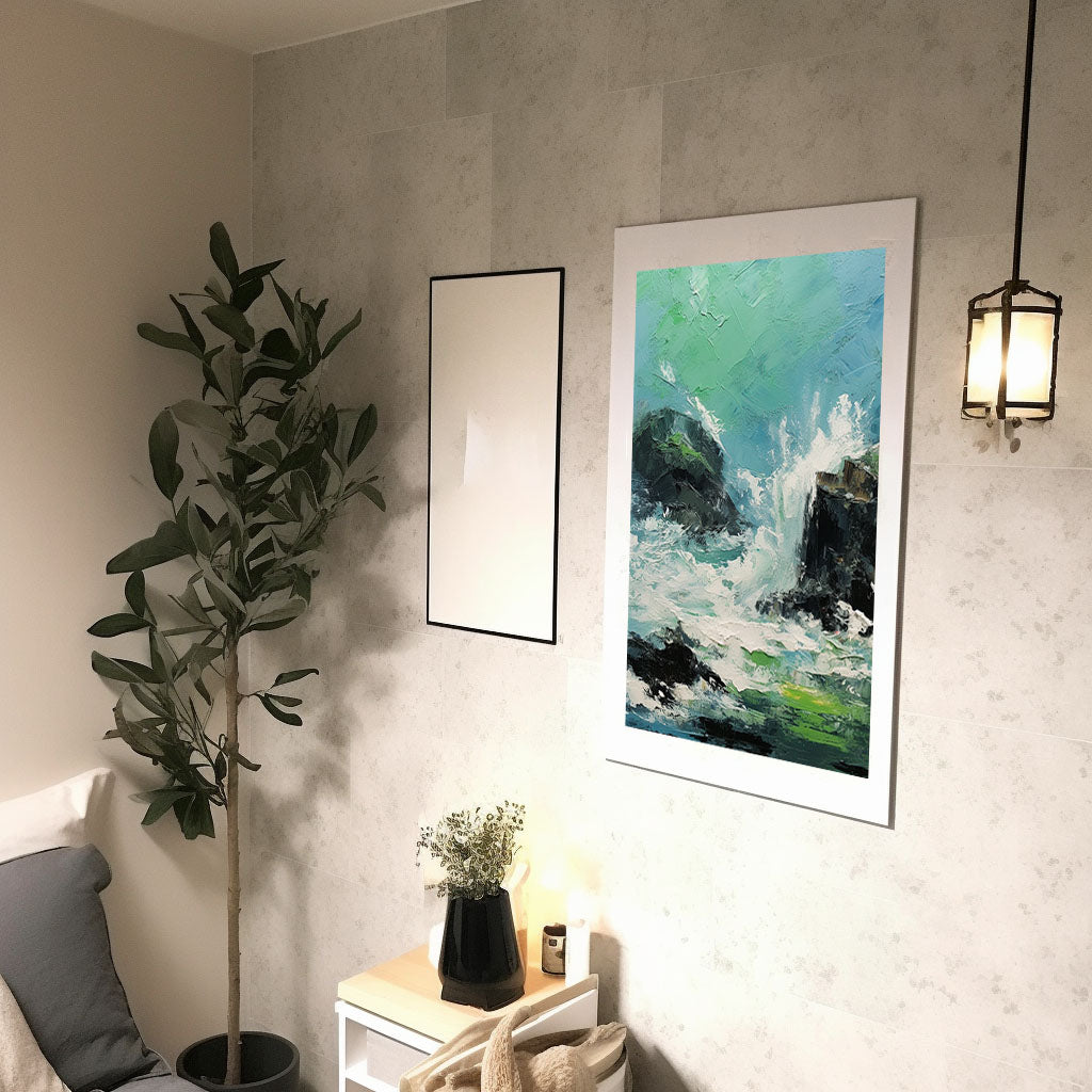 海のアートポスター廊下配置イメージ