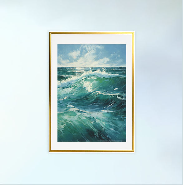 海のアートポスター金フレームあり