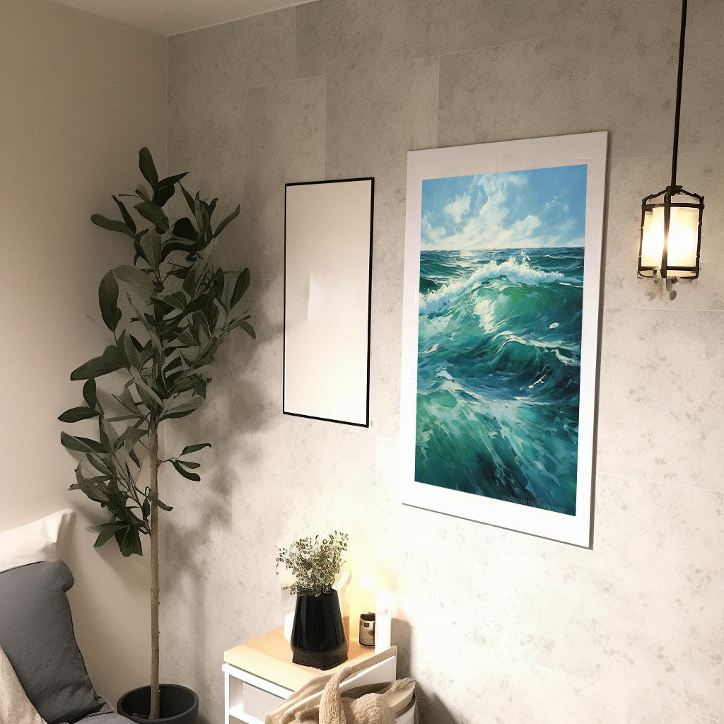海のアートポスター廊下配置イメージ