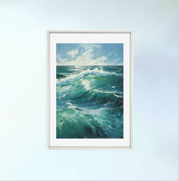 海のアートポスター銀フレームあり