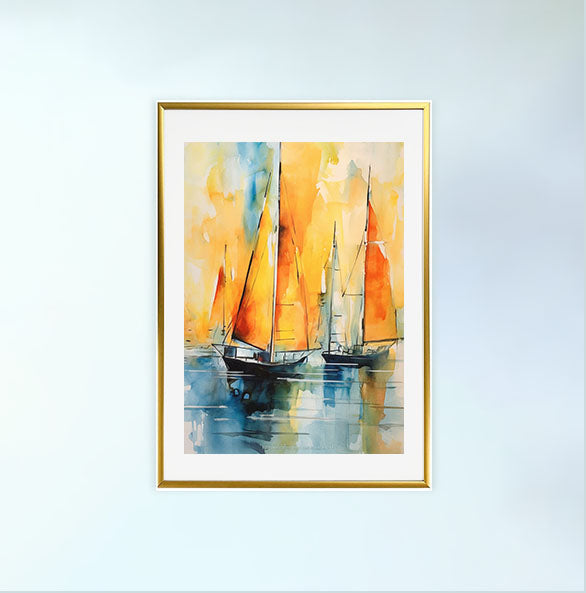 海のアートポスター金フレームあり