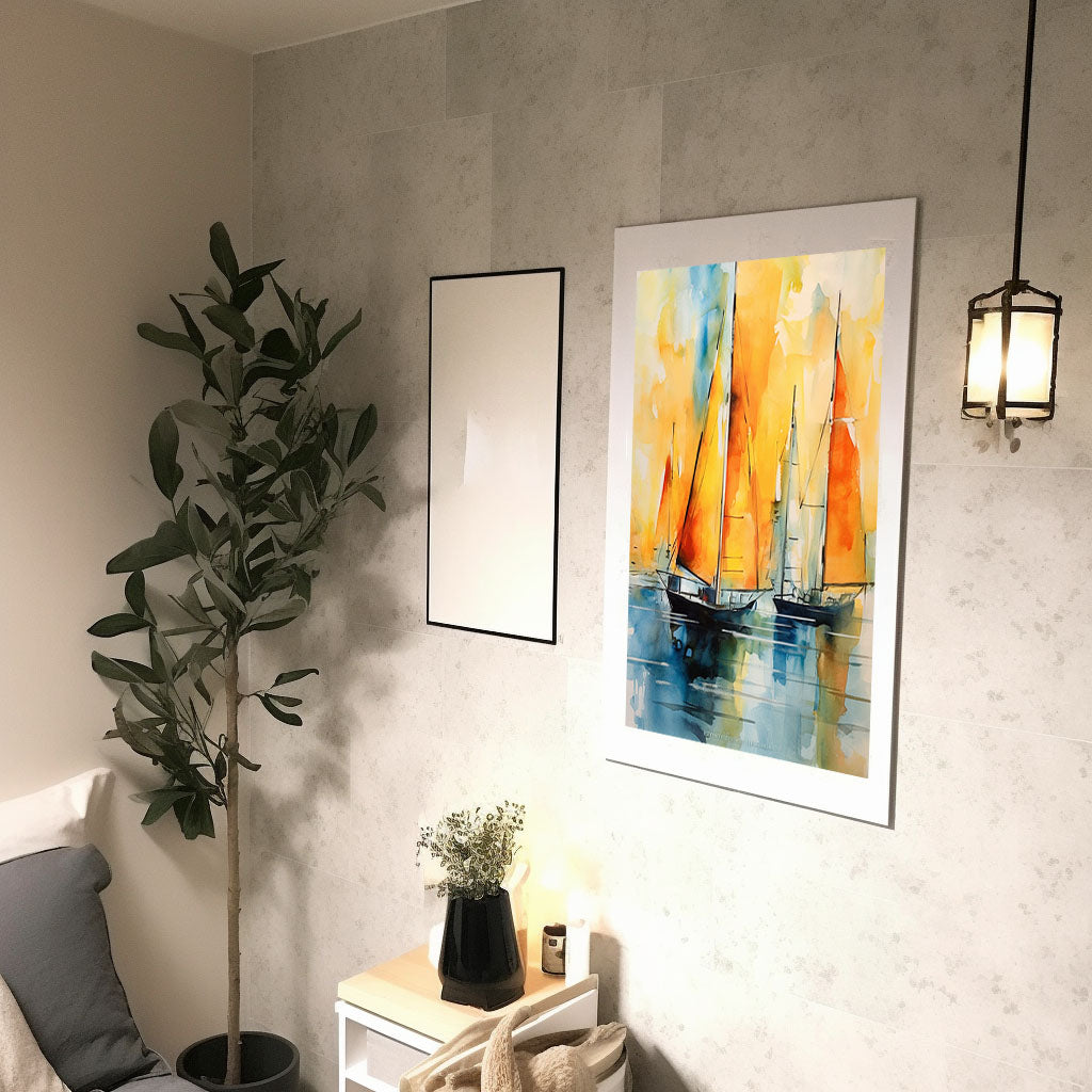 海のアートポスター廊下配置イメージ