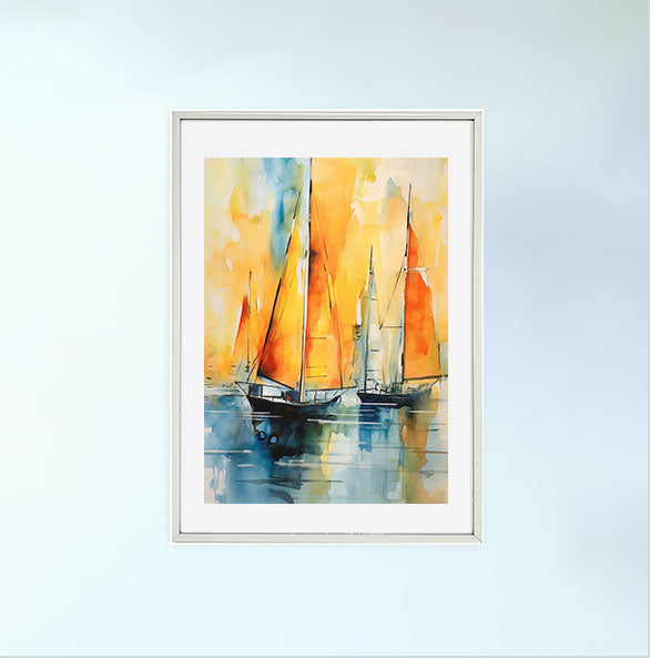 海のアートポスター銀フレームあり