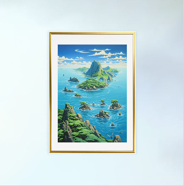 海のアートポスター金フレームあり