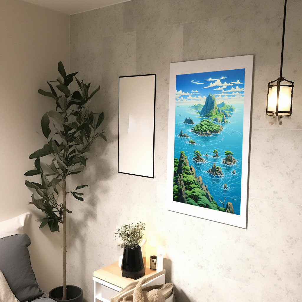 海のアートポスター廊下配置イメージ