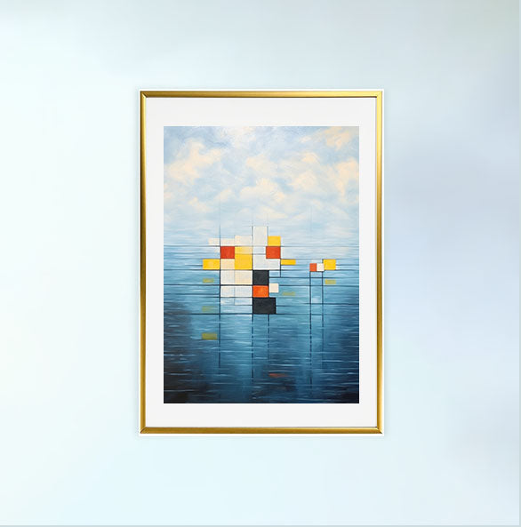 海のアートポスター金フレームあり