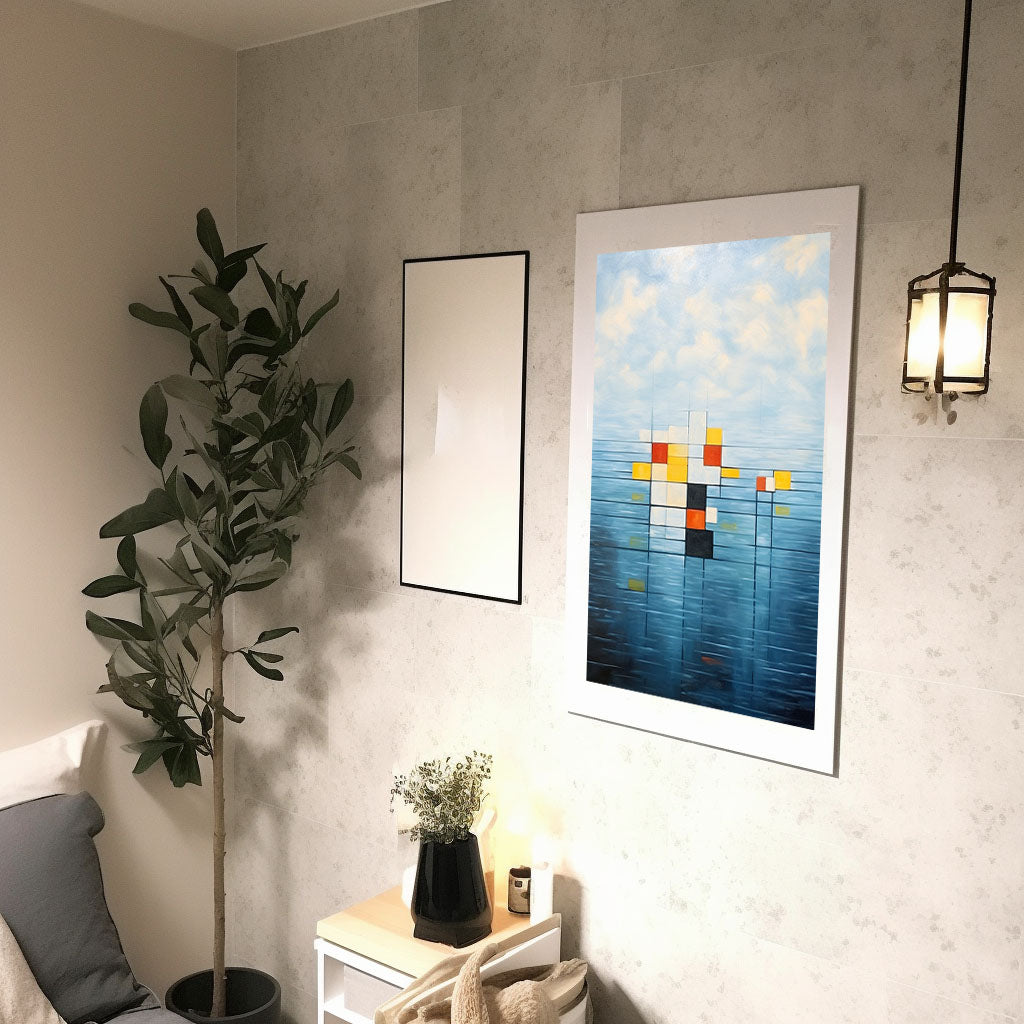 海のアートポスター廊下配置イメージ