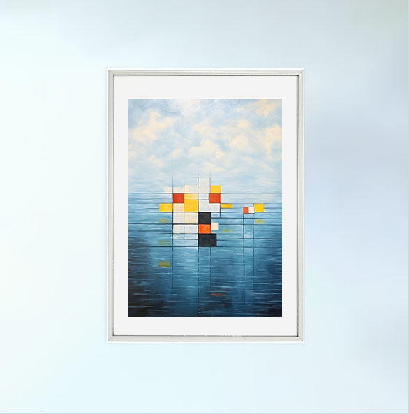 海のアートポスター銀フレームあり