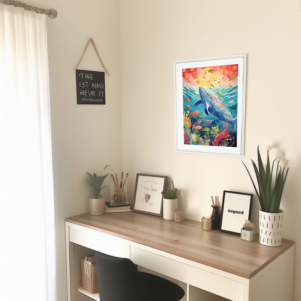 海のアートポスター机配置イメージ