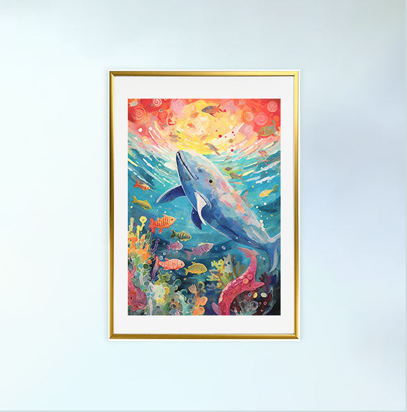 海のアートポスター金フレームあり