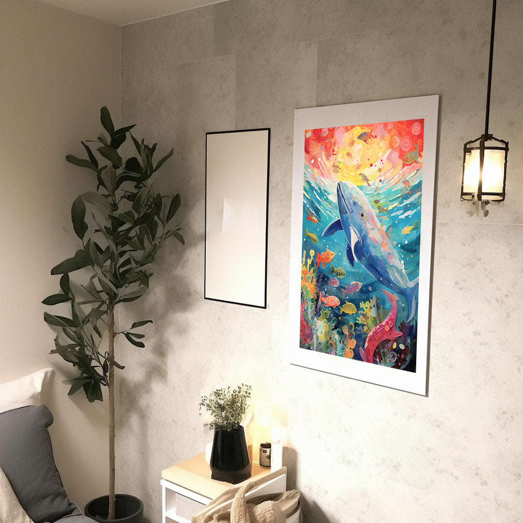 海のアートポスター廊下配置イメージ