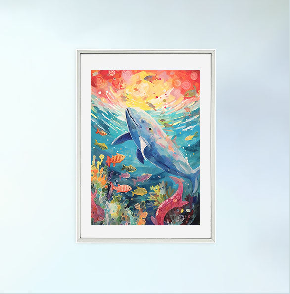 海のアートポスター銀フレームあり