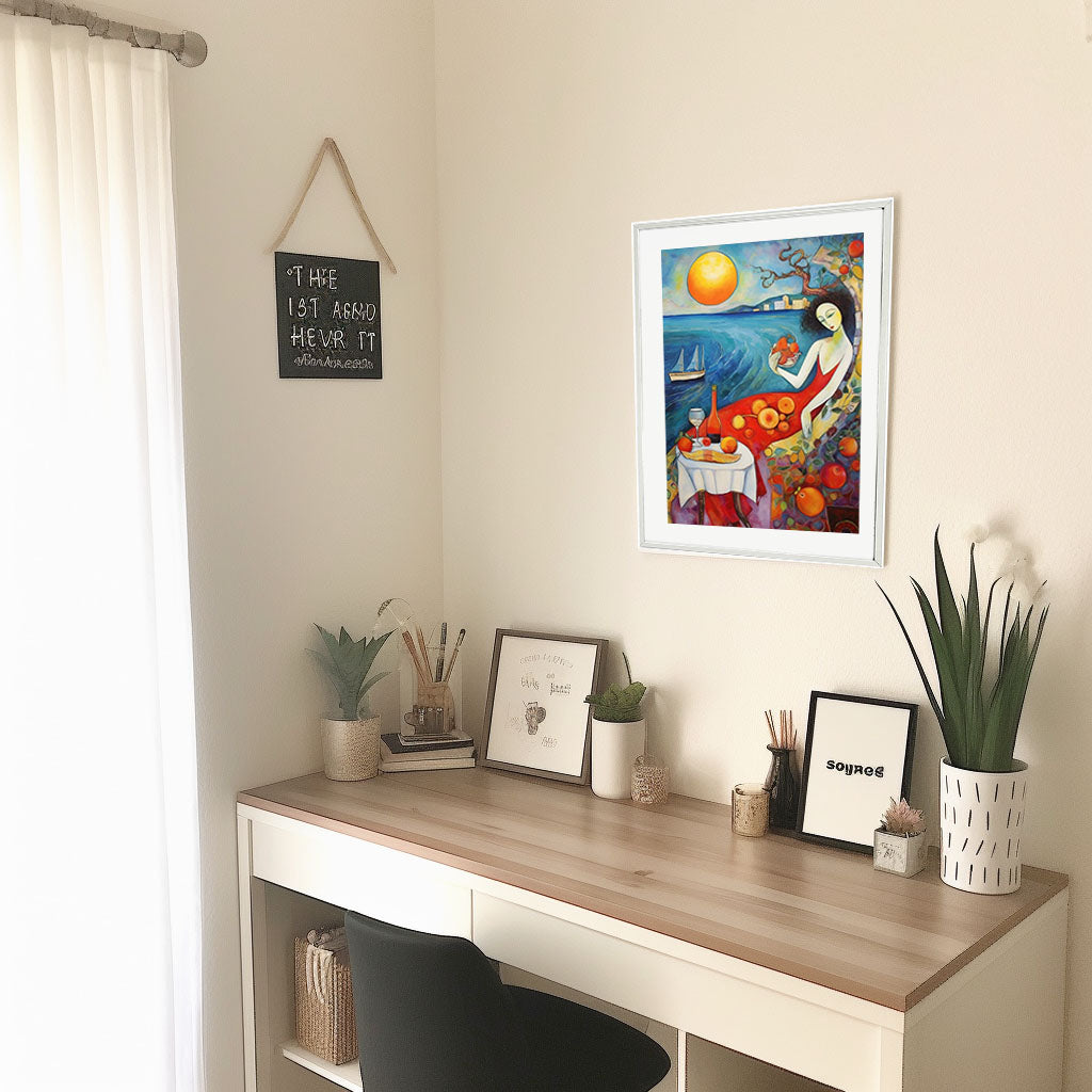 海のアートポスター机配置イメージ