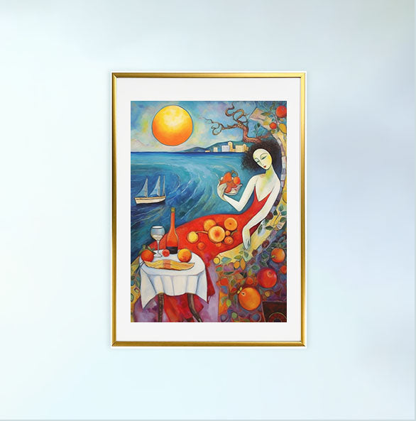 海のアートポスター金フレームあり