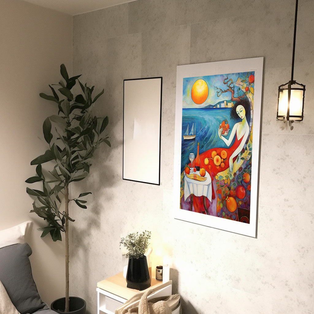 海のアートポスター廊下配置イメージ