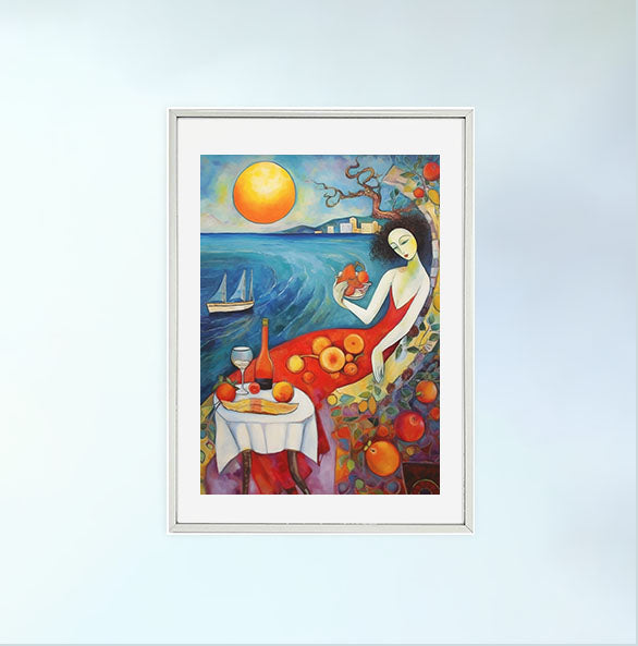 海のアートポスター銀フレームあり