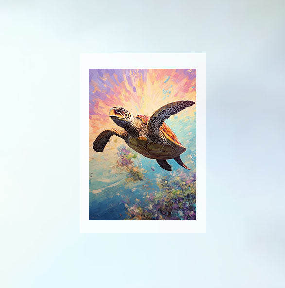 ウミガメのアートポスター原画のみ設置イメージ