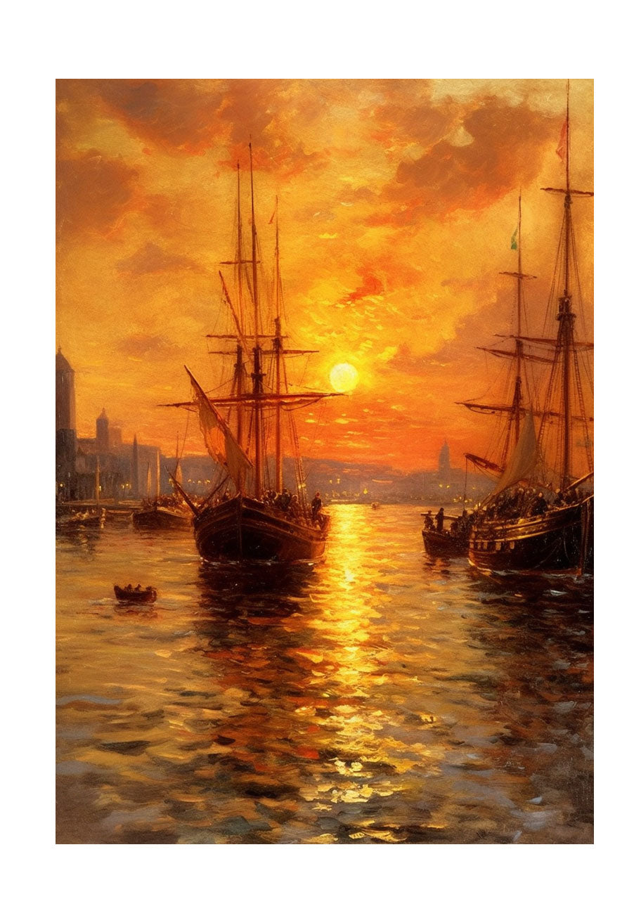 夕陽のアートポスター原画のみ