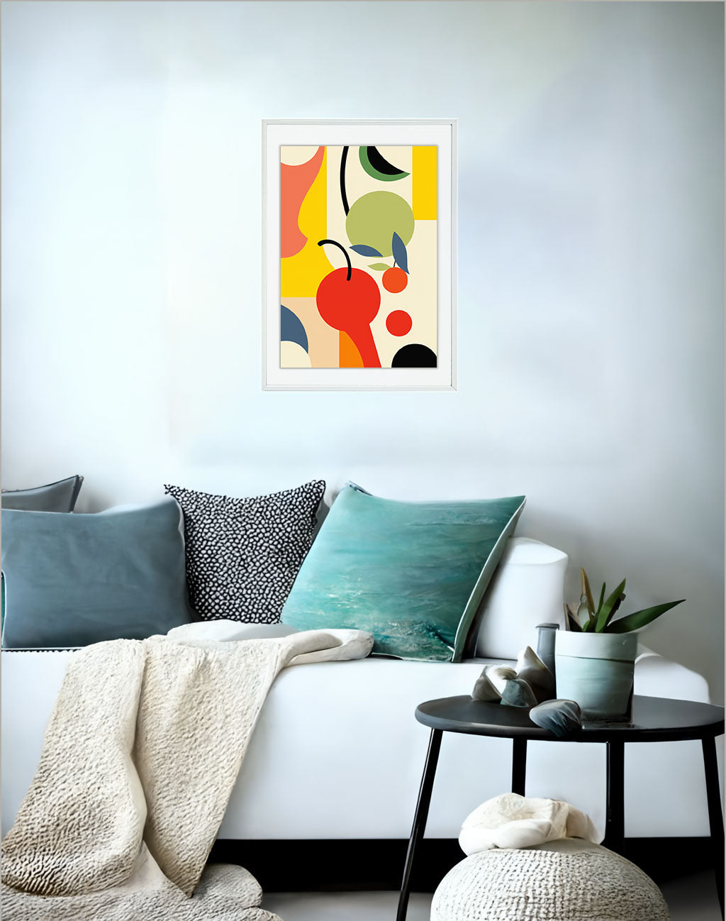 かき氷のアートポスターソファ配置イメージ