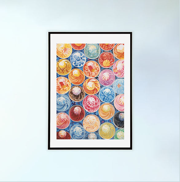 かき氷のアートポスター黒フレームあり