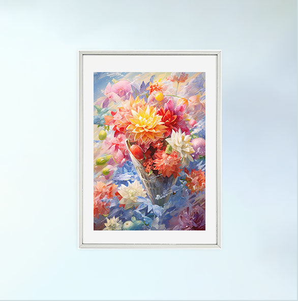 かき氷のアートポスター銀フレームあり