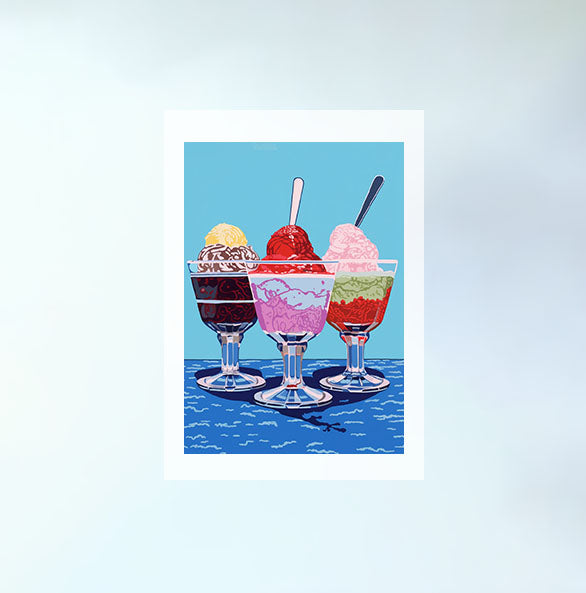 かき氷のアートポスター原画のみ設置イメージ